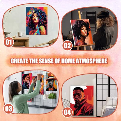 Sherr 75 Pcs 15 Set Pre Drawn Canvas Kit for Painting Craft Sip and Paint Kit for Adults Cool Gentlemen and Lady Pre Printed Canvas Painting Favor for DIY Black History Month Gifts Adult's Date Party - style: Cool Gentlemen and Lady