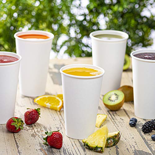 GUSTO 16 oz Disposable White Paper Cups [200 Count] Hot Coffee Cups | Eco-Friendly Material, Rolled Rim for 90 mm Lids, Leak-Proof, Hot or Cold Drinks, No Sleeve Needed - size: 16 oz. - 200