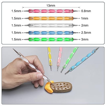 14 Polymer Clay Tools Acrylic Roller Clay Rolling Pin with Thickness Rings Tissue Blade Sculpting Earring Making Kit Supplies Slicer Knife Dotting Tool Jewelry Accessories Mini Cutters Press - color: 14 Pcs