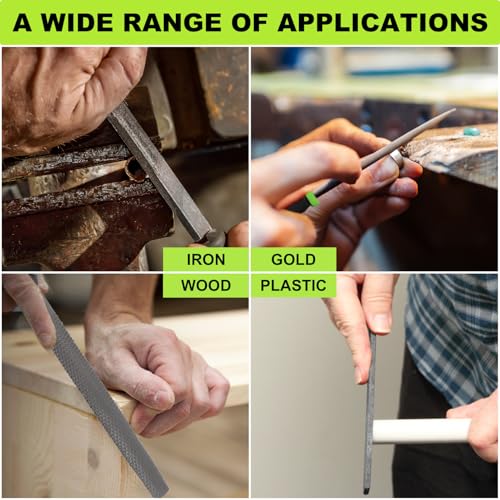 17 pcs File Set, 12 pcs Needle Files and 4 pcs Large Metal Files with Tool bag, Ideal Hand Tool for Woodwork, Metal, Model & Hobby Applications - style: 17 Pieces