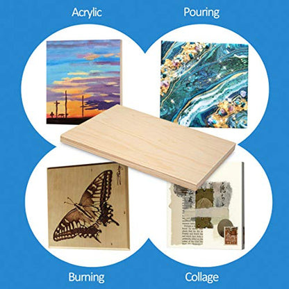 Falling in Art Unfinished Birch Wood Canvas Panels Kit, 4 Pack of 2 Sizes 11x14' and 9x12' Studio 3/4’’ Deep Cradle Boards for Pouring Art, Crafts, Painting, and More - size: 9*12 11*14 2-Pack
