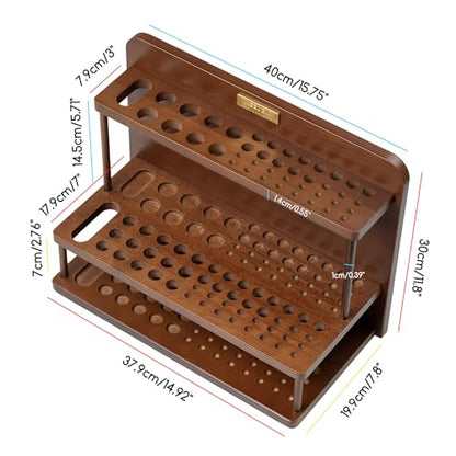 MEEDEN PRO Paint Brush Holder - 2 Tier Wooden Paint Brush Organizer - Large Capacity Art Supply Storage for Desk, Crafts - size: 2 Tier