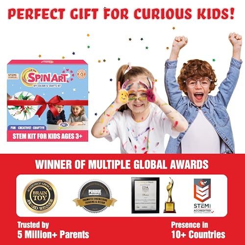 Butterfly EduFields Spin Art & Craft Kit for Kids | Educational Birthday Gift for 3+ 4 5 6 7 Year Old Boys and Girls| DIY Painting Kit for Kids | STEM Toy for for 3+ Years | Science Project Kit - style: Spin Art
