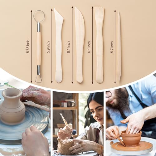 Amrules Clay Tools Kit, 27 PCS Pottery Tools, Practical Polymer Clay Sculpting Tools Kit, Air Dry Clay Tools Set for Adults, Pottery Craft, Dotting, Carving, Drawing, Molding, Modeling, Shaping - color: Lightyellow-27Pcs