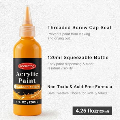 Acrylic Paint Set, 24 Colors, 4 oz/120ml Bottles | Rich Pigments, Water Proof, For Artists, Beginners and Kids, Canvas Rocks Wood Ceramic Fabric - color: 120ml 24 Colors