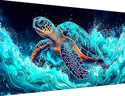 igoodom Large Diamond Painting, Sea Turtle Large Diamond Art Kits for Adults, Full Drill Round Big Diamond Painting, DIY Gem Art and Crafts for Home Wall Decor Gift 27.5 X 15.7inch - color: MZ1826