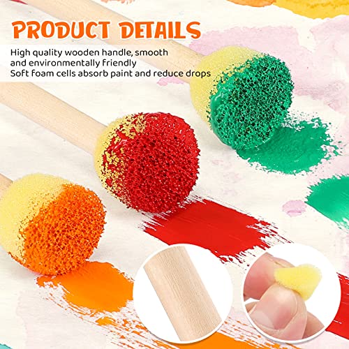 Sabary 100 Pcs Round Sponges Foam Brush Set Paint Sponge Brushes with Wooden Handle Sponge Painting Stippler Set DIY Painting Tools Stippling Kits for Arts and Crafts Acrylic(0.8 Inch) - size: 0.8 Inch