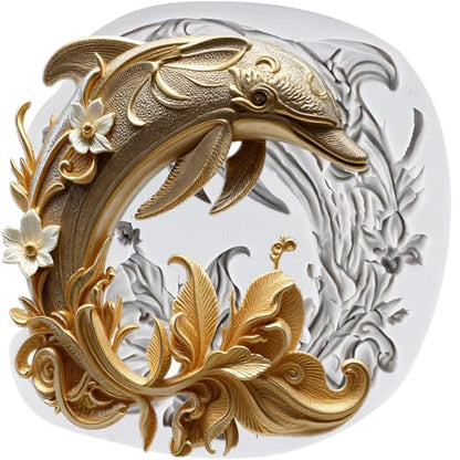 Dolphin Silicone Resin Casting Molds Dolphin Flower Polymer Clay Mold for DIY Crafts Epoxy Resin Casting Air Dry Polymer Clay Plaster Jewelry Making - color: Style K