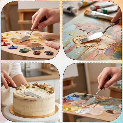 11 Pcs Palette Knife Set 5 Pcs Stainless Steel Palette Knives With 6 Plastic Paint Scraper, Painting Tools for Oil, Canvas, Acrylic Painting and Cake Decorating Applications