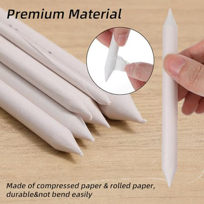 15 Pcs Blending Stumps for Drawing, Blending Sponge Pens and Sandpaper Pencil Sharpener Tortillions Paper Art Blenders for Sketching, Softness, Coloring Utensils
