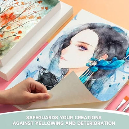 VEOOK Watercolor Paper Bulk, 8.5"x11" Water Color Paper, 100 Sheets 95lb/200gsm Artist Painting Drawing Paper for Adults, Paint, Sketchbook, Journal, Art Supplies(WC-04)