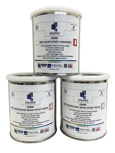 Coloredepoxies 10010 Light Beige Epoxy Resin Coating Made with Beautiful and Vibrant Pigments, 100% solids, For Garage Floors, Basements, Concrete and Plywood. 3 Quart Kit - color: Brown, style: 3 Quart Kit
