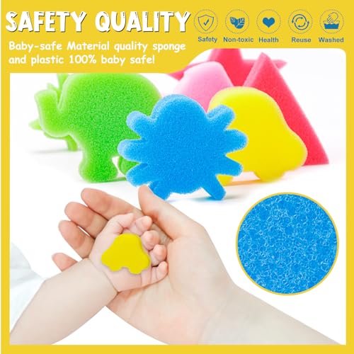 30Pcs Sponge Painting Shapes, Painting Craft Sponge with Different Shape, Colorful Paint Sponges for Kids Early Learning Finger Paint Brushes Foam Art Drawing Tools - style: 3F-PatternBrush30PCS