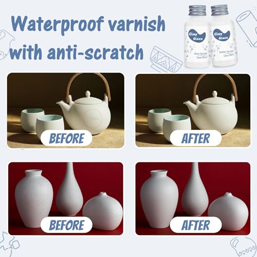 Air Dry Clay Glaze, Clay Varnish for Air Drying Clay, Clear Acrylic Varnish for Craft Pottery Waterproof & Gloss Finish - size: 50ml Gloss