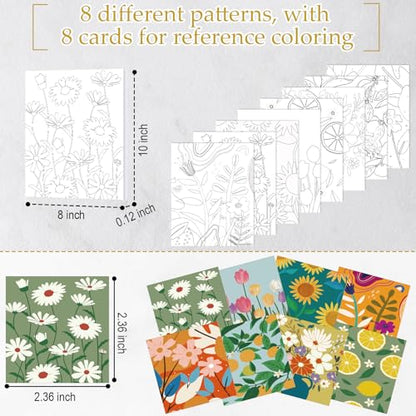 Cholemy 36 Pcs Paint and Sip Kit for Adults 8''x10'' Pre Drawn Canvas for Painting DIY Afro Acrylic Painting Kit Wood Easel Brushes Date Night Bulk for Summer 4th of July Party Gift(Flowering) - style: Flowering