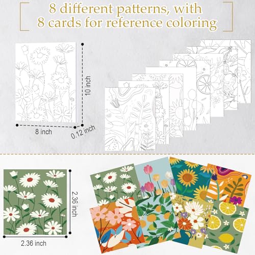 Cholemy 36 Pcs Paint and Sip Kit for Adults 8''x10'' Pre Drawn Canvas for Painting DIY Afro Acrylic Painting Kit Wood Easel Brushes Date Night Bulk for Summer 4th of July Party Gift(Flowering) - style: Flowering