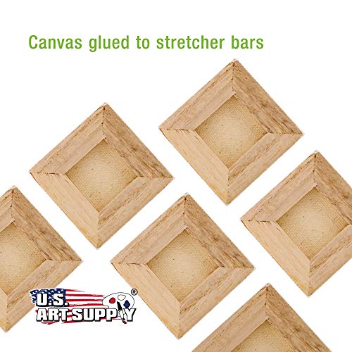 U.S. Art Supply 4x4 Mini Canvases for Painting, 24 Pack Bulk | Small Stretched Artist Canvas Professional Primed - Ideal for Arts & Crafts - size: 4" x 4" - Pack of 24
