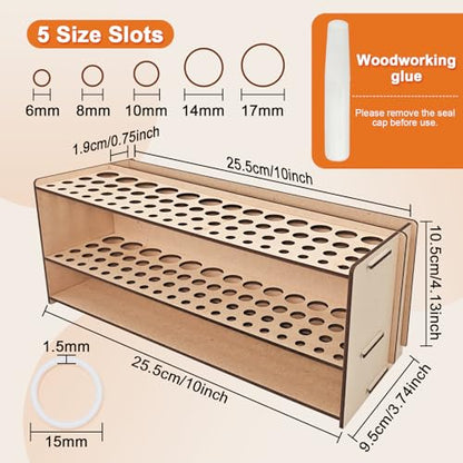 Wooden Paint Brush Holder with Wood Glue 69 Holes MDF Paintbrush Holder Organizer Artist Brush Holder Paint Brush Stand Rack for Artist Brushes Pens Pencils - style: 69 Holes