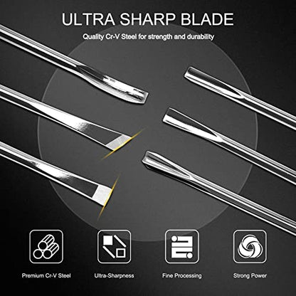 HAUTMEC Wood Carving Tools, 6-Piece Wood Chisel Sets, CRV Steel Blades with Rust-Resistant Electrolytic Coating, Fishtail V-Gouge Design for Fine Woodworking & Detailing – HT0236