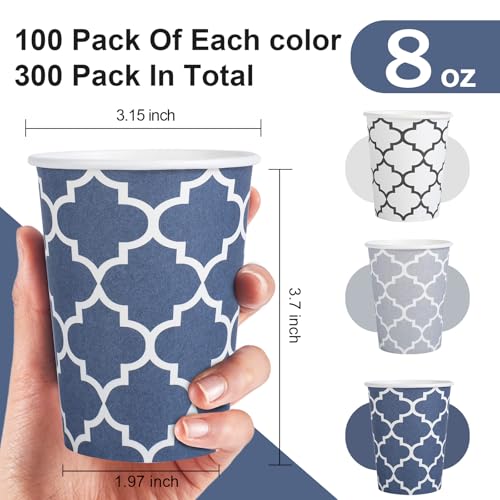 Clawsoff 300 Pack Paper Cups 8 oz, Disposable Coffee Cups 8 OZ Colourful Hot/Cold Beverage Drinking Cups for Office Party Home Picnic - color: Blue, size: 8 oz