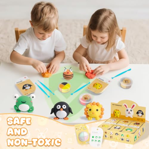 LOUFOR Air Dry Clay Kits - Modeling Clay for Kids, Ultra Light & Soft, Safe & Non-Toxic, 12 Boxes DIY Model Magic Clay with Sculpting Tools & Tutorials, Creatible Art Crafts Toys Gifts Boys Girls - color: #01-Pet Paradise