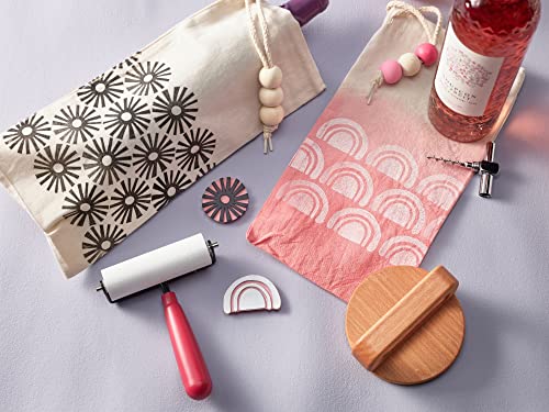 Speedball Deluxe Linocut Block Printing Kit, for Fabric, 14 Pieces, Includes Inks, Brayer, Bench Hook, Lino Handle and Cutters, Speedy-Carve Relief Blocks - size: Deluxe Block Fabric Kit