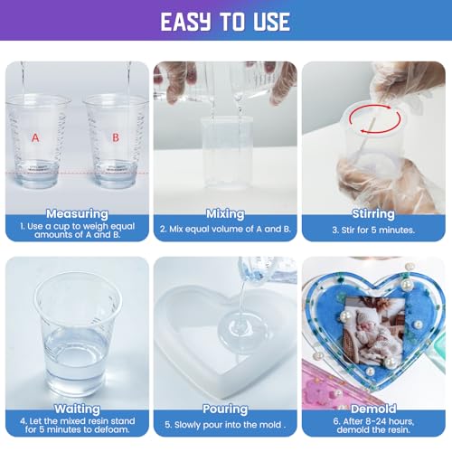 Vivresina Epoxy Resin Kit with Molds for Beginners -17 oz Super Clear Epoxy Resin Complete Kit Include Mica Powders, Glitters, Dried Flowers and Other Resin Supplies, for Adults Crafts Kits,DIY Gift