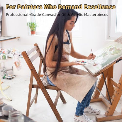 4-Pack 24x24 Square Stretched Canvas Cotton for Oil & Acrylic (60 x 60 cm) | 60x60cm, 380gsm 100% cotton, triple acid-free gesso, no bleed warp resistant, for oil, acrylic, mixed media - size: 4PK - 24"x24"