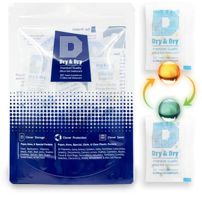 Dry & Dry 5 Gram [60 Packets] Orange Indicating Silica Gel Packets Desiccants Silica Packets - Rechargeable Moisture Absorbers for Food Storage, Electronics, 3D Filament & Safes - size: 5 Gram