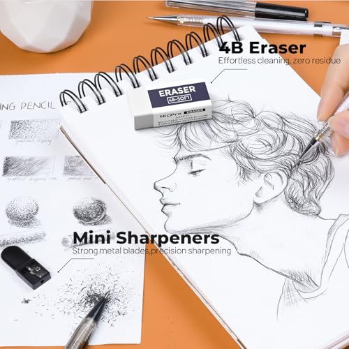 Nicpro Professional Mechanical Pencil Set – 0.5 0.7 0.9 mm Drafting Pencils & 3PCS 2mm Lead Holder, 6PCS Drawing Pencil Kit with Case, Lead Refills & Erasers for Sketching, Writing, Drafting - style: 0.5 0.7 0.9 2.0