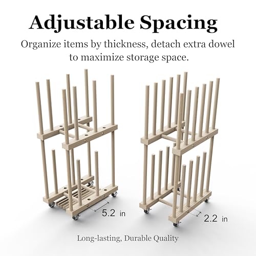 Art Storage Rack - Canvas & Paper Storage Stand with Handle & Caster Wheels for Art Studios & Gallery - size: 9.7"D x 15"W x 30"H