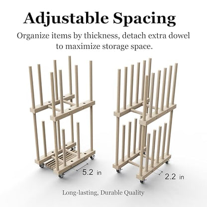 Art Storage Rack - Canvas & Paper Storage Stand with Handle & Caster Wheels for Art Studios & Gallery - size: 9.7"D x 15"W x 30"H