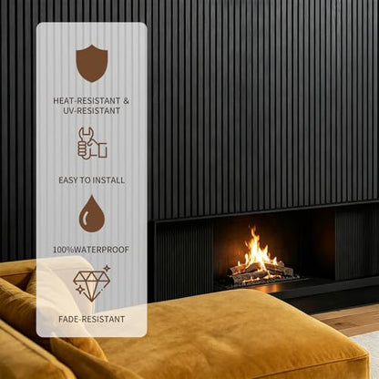 3D Fluted Wall Panels Peel and Stick - Wood Look EVA Foam Wall Panels for TV Feature Wall, Waterproof Self Adhesive Slatted Trim, 98.5in Roll (Black), 1PCS