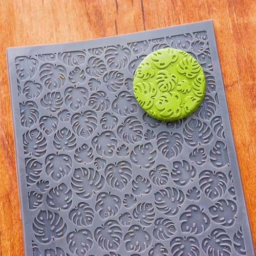 Palm Leaves Polymer Clay Texture Mat - Summer Holiday Vide Rudder Texture Sheet for Polymer Clay Jewelry Making, Earring Charms, DIY Craft Supplies - style: Palm leaves 2