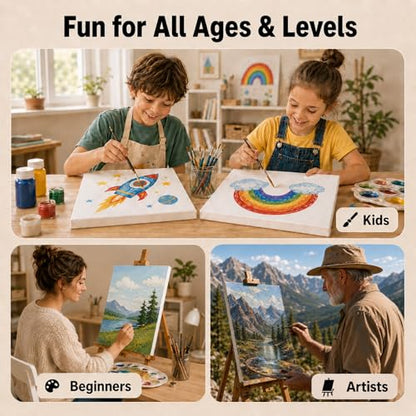 5 Pack 100% Cotton Stretched Canvas for Painting | Multi Sizes 4x6/6x8/8x10/9x12/11x14,Acid-Free Canvas for Oil & Acrylic,Kids,Beginners & Artists,art supplies for adults
