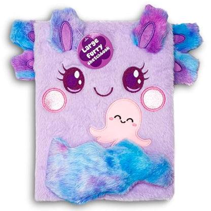 VOTUM Fuzzy Sketch Book: Personalized Artist Sketchbook: Sketching, Drawing and Creative Doodling. Notebook and Sketchbook to Draw and Journal (Axolotl) - color: Purple