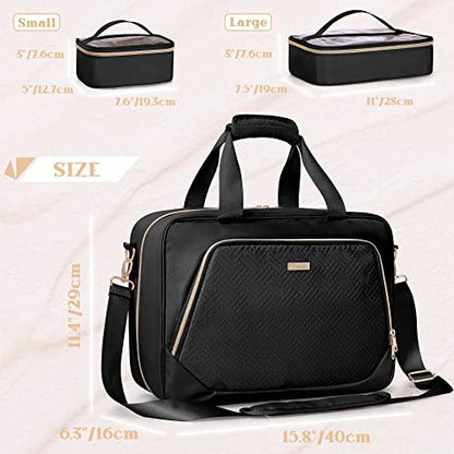Professional Makeup Artist Travel Case with 4 Detachable Cosmetic Bags, Large Make up Organizer Bag with Makeup Kit Storage Section and Hair Tools Pocket, Black (Empty Bag Only) - color: Black