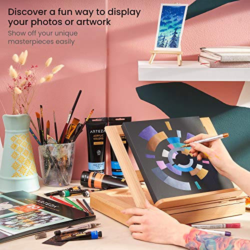 ARTEZA Mixed Media Paper Foldable Canvas Pad, 9.5x9.5 Inches, 20 Sheets, Black Paper
