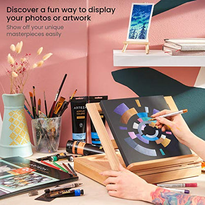 ARTEZA Mixed Media Paper Foldable Canvas Pad, 9.5x9.5 Inches, 20 Sheets, Black Paper