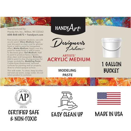 Handy Art Modeling Paste, 128 oz, Opaque White Finish, 3D Texture & Impasto | Creates Sculptural Texture & Impasto Effects, Artist Quality Medium Dries Hard, Sandable, Safe & AP Non-Toxic, Made in USA - color: Modeling Paste, size: Gallon