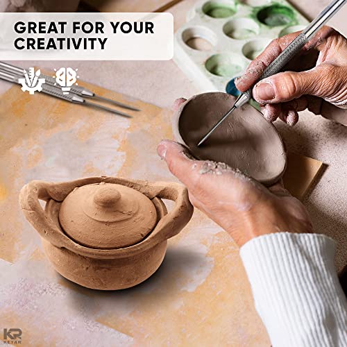 4 Pcs Pottery Needle Tool – 6.3 Inches Needle Tools for Clay, Durable Stainless Steel Tips, Non-Slip Grip & Protective Sleeve – Easy to Clean for Ceramics, Sculpting, DIY Craft & Detailed Carving
