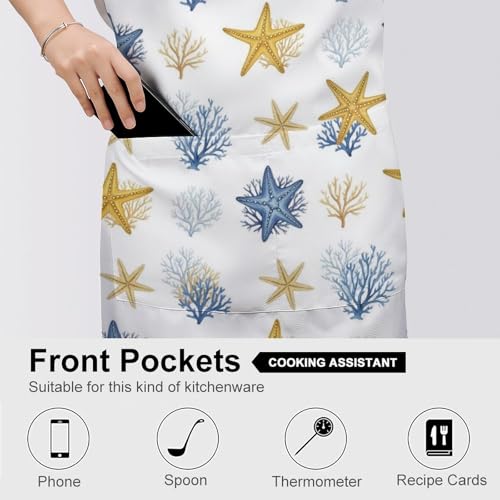 Cooking Apron for Adults with Pockets, Waterproof Oil Resistant Bib for Kitchen Restaurant BBQ Baking - color: Style (324)