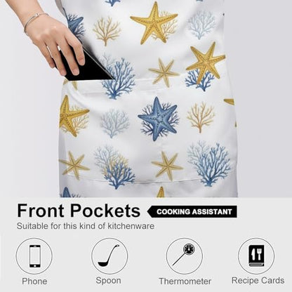 Cooking Apron for Adults with Pockets, Waterproof Oil Resistant Bib for Kitchen Restaurant BBQ Baking - color: Style (324)