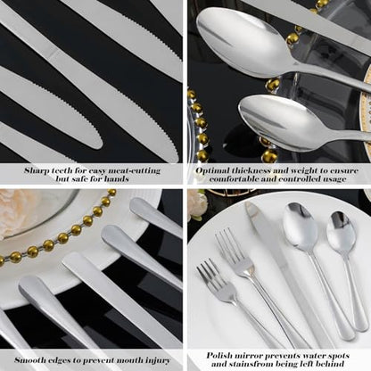 120PCS Windsor Silverware Set - Stainless Steel Silverware Set for 24 Kitchen Flatware Set Cutlery Set For Home Restaurant Hotel, Kitchen Dishwasher Safe Utensils Set Weddings, Parties, Gifts - size: 120PCS Flatware Set