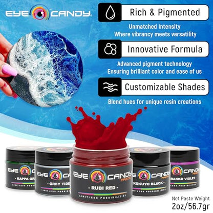 Eye Candy Resin Pigment Paste – Highly Pigmented Epoxy Color, 2 oz, Solid Non-Metallic, Mixable for Custom Shades (Rubi Red) - color: Rubi Red