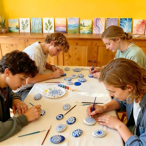 Simetufy 150 Pcs River Rocks for Painting, 2"-3" Painting Rocks, Flat & Smooth Stones Bulk to Paint, Natural Crafts & Art for Kids Adults - size: 2-3in-150pcs