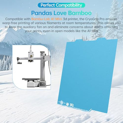 BIQU Cryogrip Pro Frostbite for Bambu-Lab A1 Mini 3D Printer Cold Build Plate 184x184MM Double Sided Strong Adhesion Spring Steel Sheet Room Temperature Print Upgrade Removable Heated Bed Cover - style: Frostbite(A1 Mini)