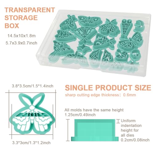 18Pcs Moth Shapes Polymer Clay Cutters Set, Clay Earrings Cutters Polymer Jewelry Cutter for Earrings Making DIY Craft Supplies