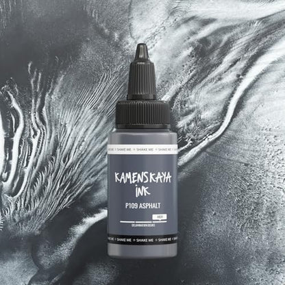 KAMENSKAYA Delaminating Alcohol Inks - Self-Splitting Alcohol Ink P-109 'Asphalt' - 1 fl oz (30 ml) - color: P-109 'Asphalt'