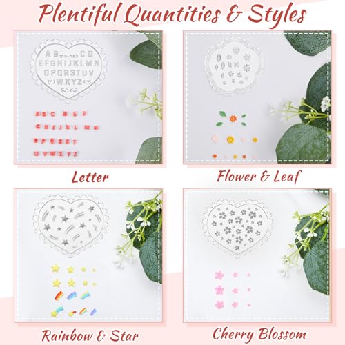 Zeyune 8 Pcs Polymer Clay Molds, Silicone Mini Flower Bows Alphabet Cutters for Earring Jewelry Making, Small Rose Daisy Leaf Letter Clay Mold Kit(Fresh) - style: Fresh
